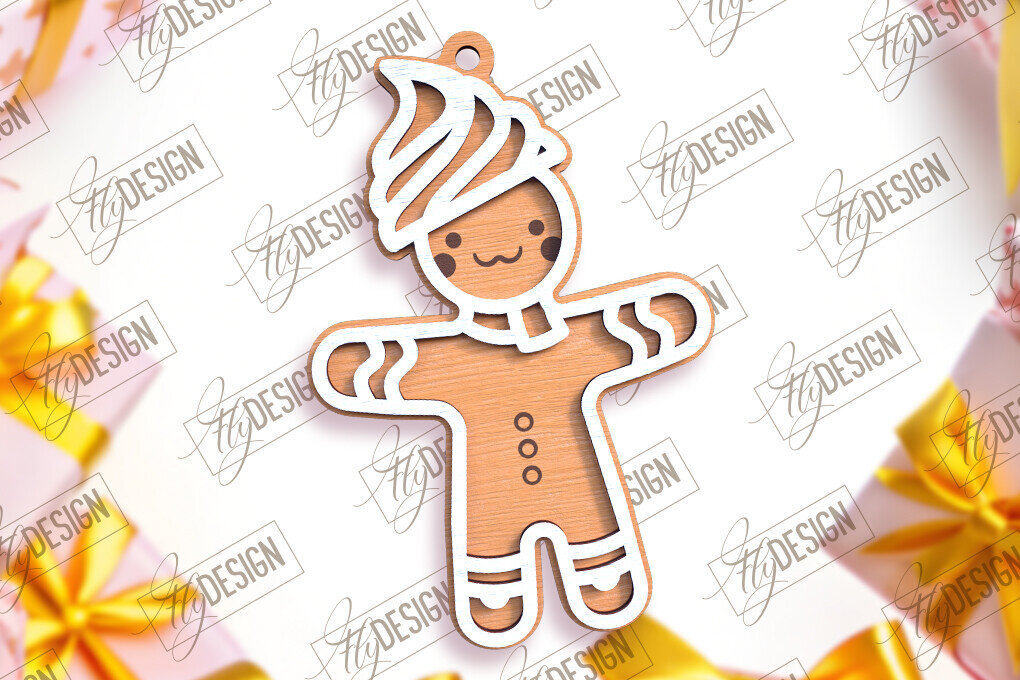 Intra απο ξύλο plywood 3mm-4mm πάχος – Εξατομικευμένο στολίδι με μελόψωμο | CNC Δίασταση  20x20 cm INTRAFABR-104175491