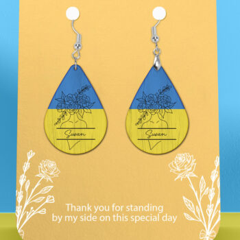 Intra απο ξύλο plywood 3mm-4mm πάχος – Εξατομικευμένο σκουλαρίκι Girl Flower Ukraine Δίασταση  5x5 cm INTRAFABR-26596604 - Image 1