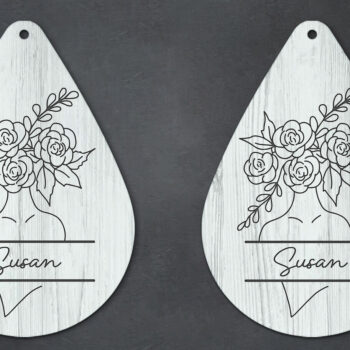 Intra απο ξύλο plywood 3mm-4mm πάχος – Εξατομικευμένο σκουλαρίκι Girl Flower Ukraine Δίασταση  5x5 cm INTRAFABR-26596604 - Image 2