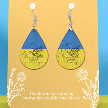 Intra απο ξύλο plywood 3mm-4mm πάχος – Εξατομικευμένο σκουλαρίκι Girl Flower Ukraine Δίασταση  5x5 cm INTRAFABR-26596745 - Image 1