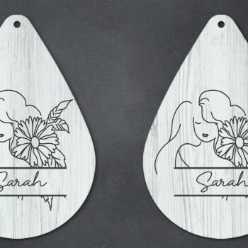 Intra απο ξύλο plywood 3mm-4mm πάχος – Εξατομικευμένο σκουλαρίκι Girl Flower Ukraine Δίασταση  5x5 cm INTRAFABR-26596745 - Image 2