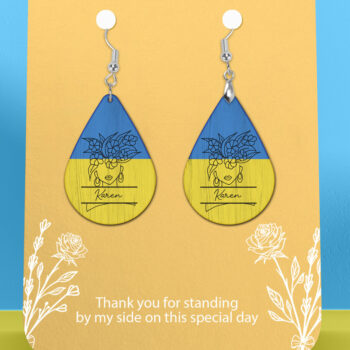 Intra απο ξύλο plywood 3mm-4mm πάχος – Εξατομικευμένο σκουλαρίκι Girl Flower Ukraine Δίασταση  5x5 cm INTRAFABR-26597299 - Image 1