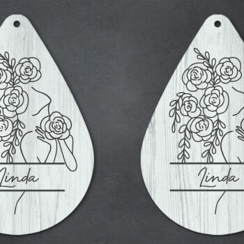 Intra απο ξύλο plywood 3mm-4mm πάχος – Εξατομικευμένο σκουλαρίκι Girl Flower Ukraine Δίασταση  5x5 cm INTRAFABR-26595525 - Image 2