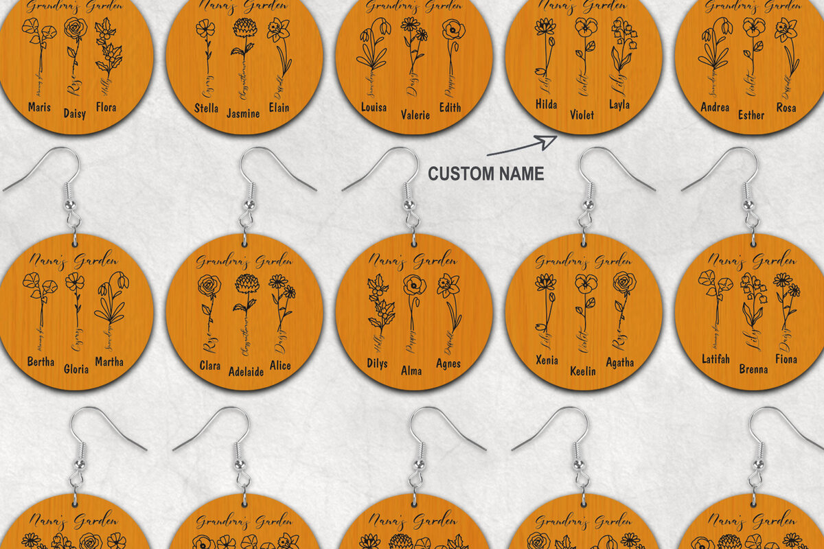 Intra απο ξύλο plywood 3mm-4mm πάχος – Εξατομικευμένα σκουλαρίκια κήπου Grandma Δίασταση  5x5 cm INTRAFABR-30074193