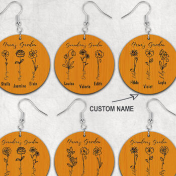 Intra απο ξύλο plywood 3mm-4mm πάχος – Εξατομικευμένα σκουλαρίκια κήπου Grandma Δίασταση  5x5 cm INTRAFABR-30074193 - Image 3