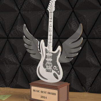 Intra απο ξύλο plywood 3mm-4mm πάχος – Εξατομικευμένη δέσμη τροπαίων βραβείων κιθάρας Δίασταση  20x20 cm INTRAFABR-110850625 - Image 9