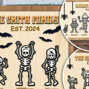 Intra απο ξύλο plywood 3mm-4mm πάχος – Εξατομικευμένο Halloween Ghost Family Sign Δίασταση  40x30 cm INTRAFABR-119566307