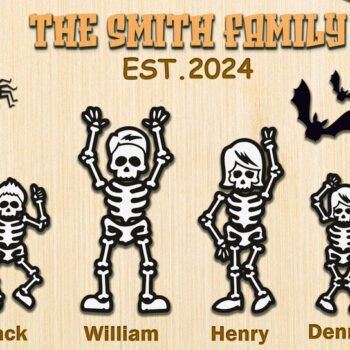 Intra απο ξύλο plywood 3mm-4mm πάχος – Εξατομικευμένο Halloween Ghost Family Sign Δίασταση  40x30 cm INTRAFABR-119566307 - Image 2