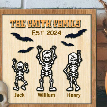 Intra απο ξύλο plywood 3mm-4mm πάχος – Εξατομικευμένο Halloween Ghost Family Sign Δίασταση  40x30 cm INTRAFABR-119566307 - Image 3