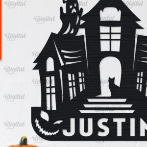 Intra απο ξύλο plywood 3mm-4mm πάχος – Εξατομικευμένη περικοπή λέιζερ Haunted House Δίασταση  20x20 cm INTRAFABR-104233523