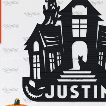 Intra απο ξύλο plywood 3mm-4mm πάχος – Εξατομικευμένη περικοπή λέιζερ Haunted House Δίασταση  20x20 cm INTRAFABR-104233523 - Image 1