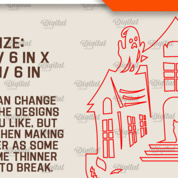 Intra απο ξύλο plywood 3mm-4mm πάχος – Εξατομικευμένη περικοπή λέιζερ Haunted House Δίασταση  20x20 cm INTRAFABR-104233523 - Image 2