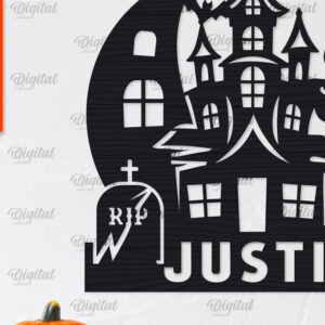 Intra απο ξύλο plywood 3mm-4mm πάχος – Εξατομικευμένη περικοπή λέιζερ Haunted House Δίασταση  20x20 cm INTRAFABR-104232934