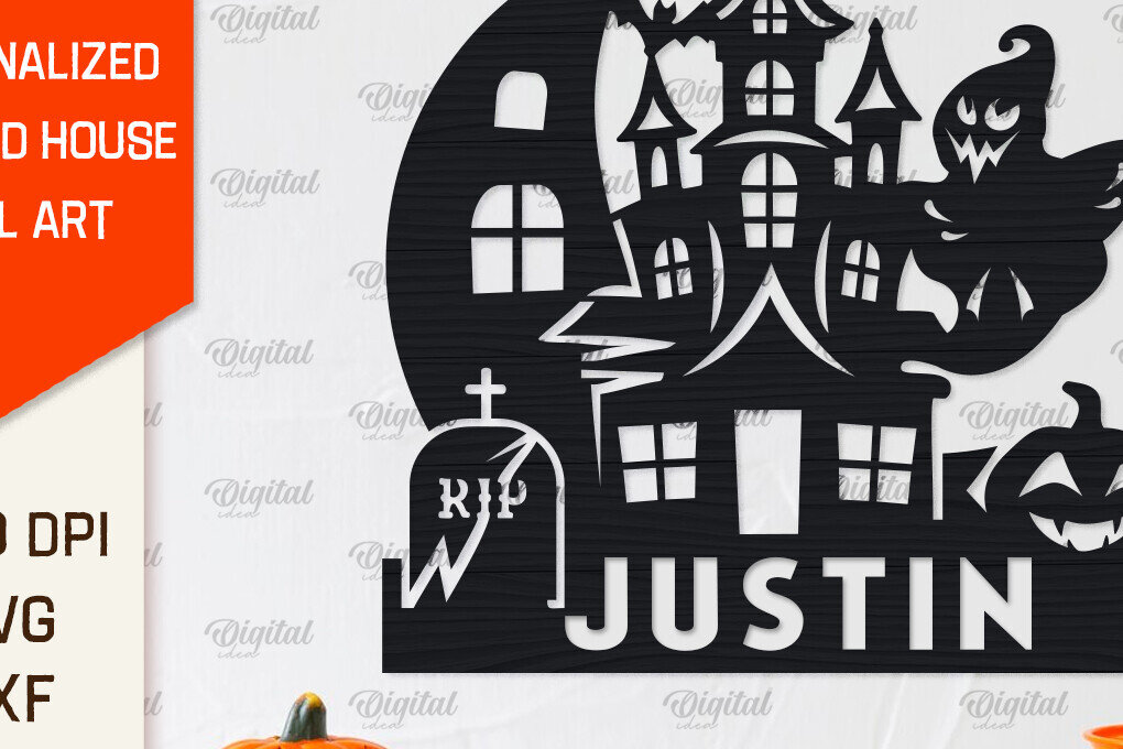 Intra απο ξύλο plywood 3mm-4mm πάχος – Εξατομικευμένη περικοπή λέιζερ Haunted House Δίασταση  20x20 cm INTRAFABR-104232934