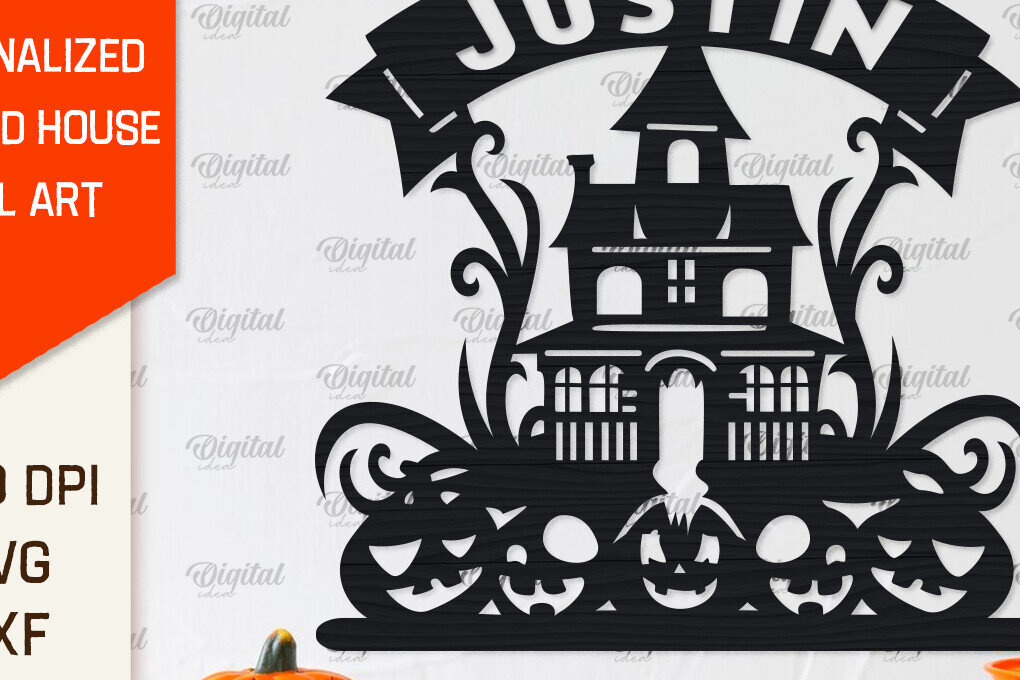 Intra απο ξύλο plywood 3mm-4mm πάχος – Εξατομικευμένη περικοπή λέιζερ Haunted House Δίασταση  20x20 cm INTRAFABR-104233237