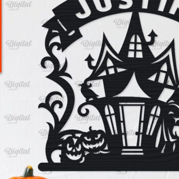 Intra απο ξύλο plywood 3mm-4mm πάχος – Εξατομικευμένη περικοπή λέιζερ Haunted House Δίασταση  20x20 cm INTRAFABR-104233324 - Image 1