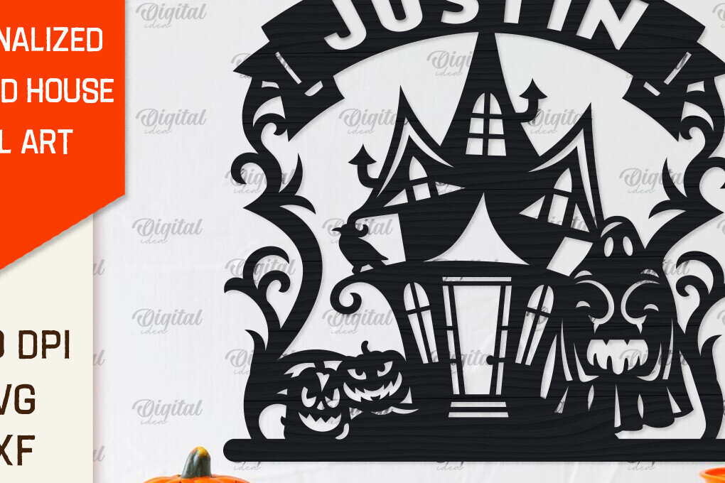 Intra απο ξύλο plywood 3mm-4mm πάχος – Εξατομικευμένη περικοπή λέιζερ Haunted House Δίασταση  20x20 cm INTRAFABR-104233324