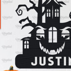 Intra απο ξύλο plywood 3mm-4mm πάχος – Εξατομικευμένη περικοπή λέιζερ Haunted House Δίασταση  20x20 cm INTRAFABR-104233383