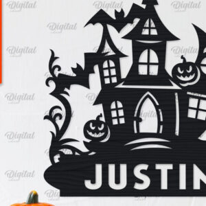 Intra απο ξύλο plywood 3mm-4mm πάχος – Εξατομικευμένη περικοπή λέιζερ Haunted House Δίασταση  20x20 cm INTRAFABR-104233431