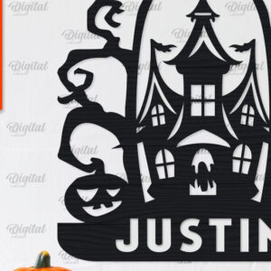 Intra απο ξύλο plywood 3mm-4mm πάχος – Εξατομικευμένη περικοπή λέιζερ Haunted House Δίασταση  20x20 cm INTRAFABR-104232629