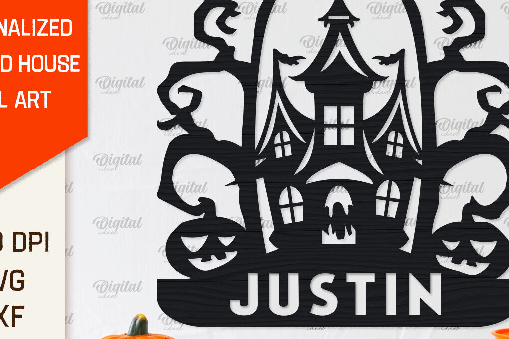 Intra απο ξύλο plywood 3mm-4mm πάχος – Εξατομικευμένη περικοπή λέιζερ Haunted House Δίασταση  20x20 cm INTRAFABR-104232629