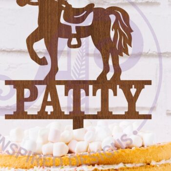 Intra απο ξύλο plywood 3mm-4mm πάχος – Προσωποποιημένο Horse Cake Topper Laser Δίασταση  20x20 cm INTRAFABR-117992392 - Image 1