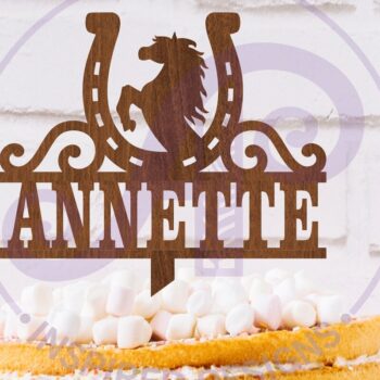Intra απο ξύλο plywood 3mm-4mm πάχος – Προσωποποιημένο Horse Shoe Cake Topper Δίασταση 20x20 cm INTRAFABR-116363116 - Image 1