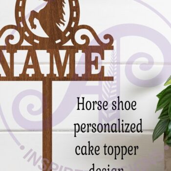 Intra απο ξύλο plywood 3mm-4mm πάχος – Προσωποποιημένο Horse Shoe Cake Topper Δίασταση 20x20 cm INTRAFABR-116363116 - Image 2