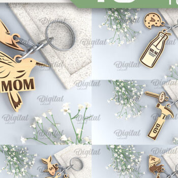 Intra απο ξύλο plywood 3mm-4mm πάχος – Εξατομικευμένο Πακέτο Family Keychains Δίασταση  5x5 cm INTRAFABR-96050534 - Image 1