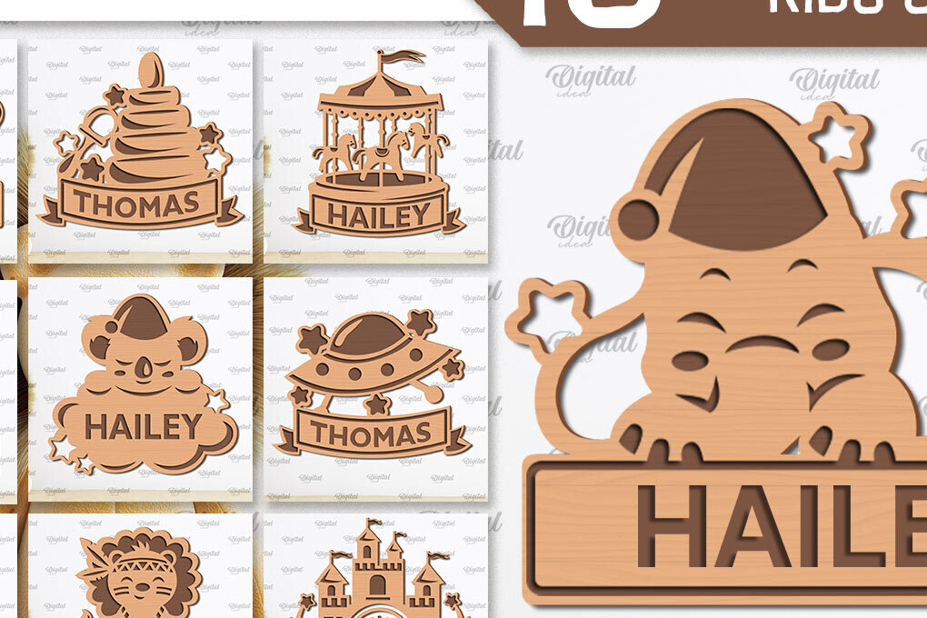 Intra απο ξύλο plywood 3mm-4mm πάχος – Εξατομικευμένη δέσμη κοπής λέιζερ παιδικών πινακίδων Δίασταση  20x20 cm INTRAFABR-100296493