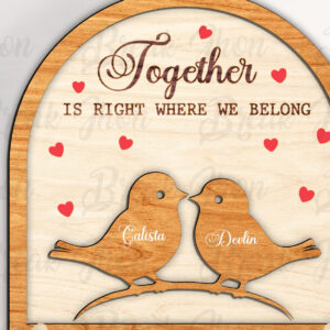 Intra απο ξύλο plywood 3mm-4mm πάχος – Προσωποποιημένο Σήμα Love Birds Δίασταση  20x20 cm INTRAFABR-114048324