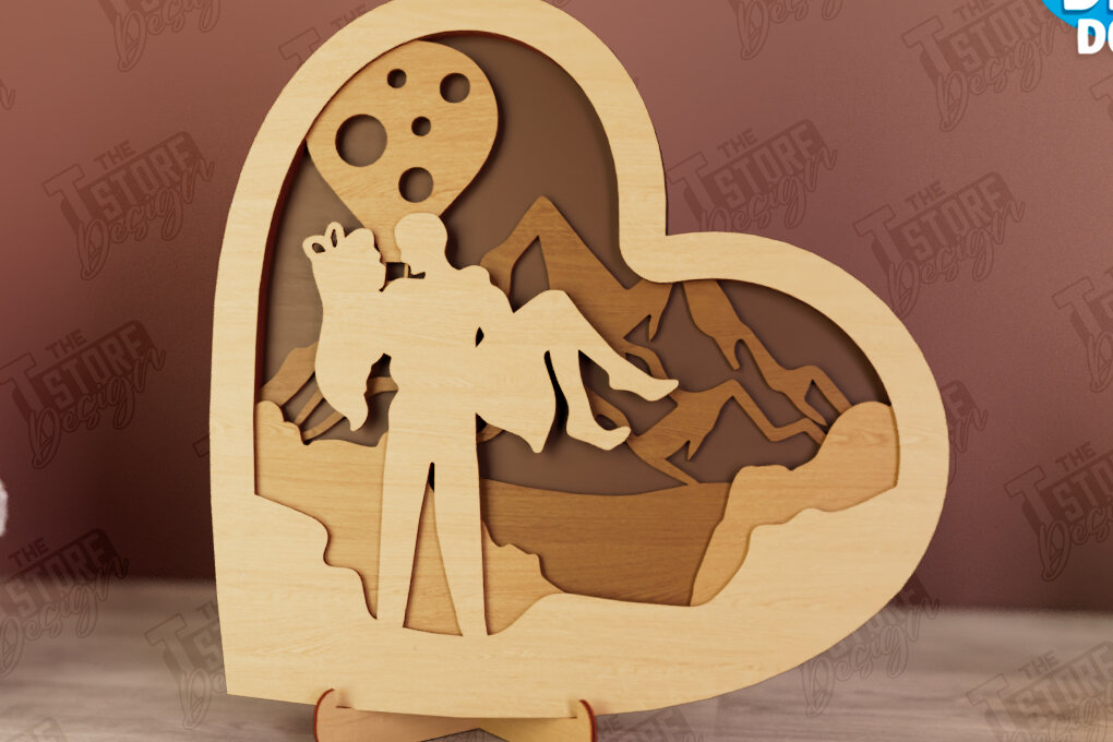 Intra απο ξύλο plywood 3mm-4mm πάχος – Personalized Lovers Heart Decor | CNC Δίασταση  20x20 cm INTRAFABR-110742698