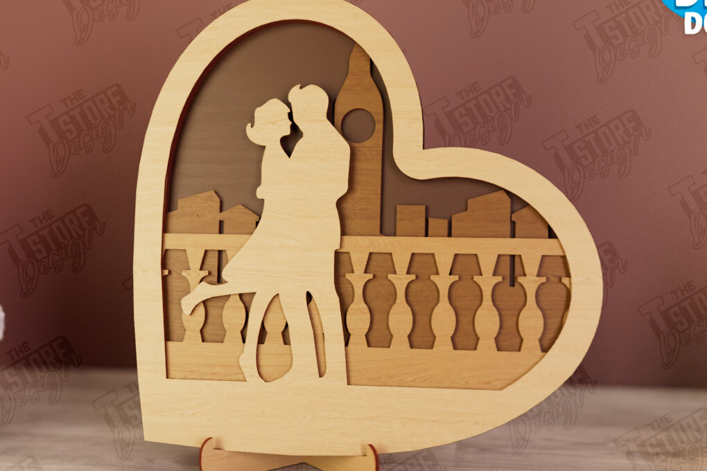 Intra απο ξύλο plywood 3mm-4mm πάχος – Personalized Lovers Heart Decor | CNC Δίασταση  20x20 cm INTRAFABR-110742490