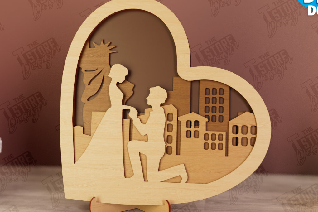 Intra απο ξύλο plywood 3mm-4mm πάχος – Personalized Lovers Heart Decor | CNC Δίασταση  20x20 cm INTRAFABR-110742661