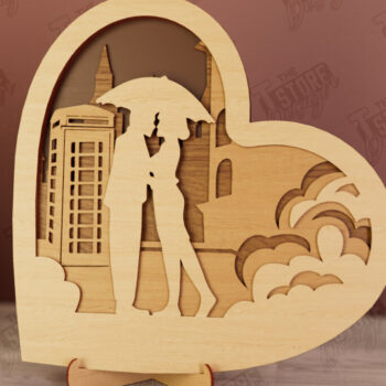 Intra απο ξύλο plywood 3mm-4mm πάχος – Personalized Lovers Heart Decor | CNC Δίασταση  20x20 cm INTRAFABR-110742667 - Image 1