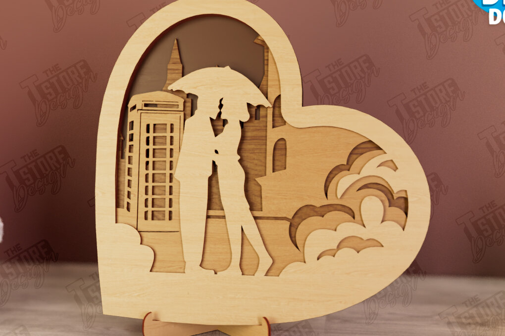 Intra απο ξύλο plywood 3mm-4mm πάχος – Personalized Lovers Heart Decor | CNC Δίασταση  20x20 cm INTRAFABR-110742667