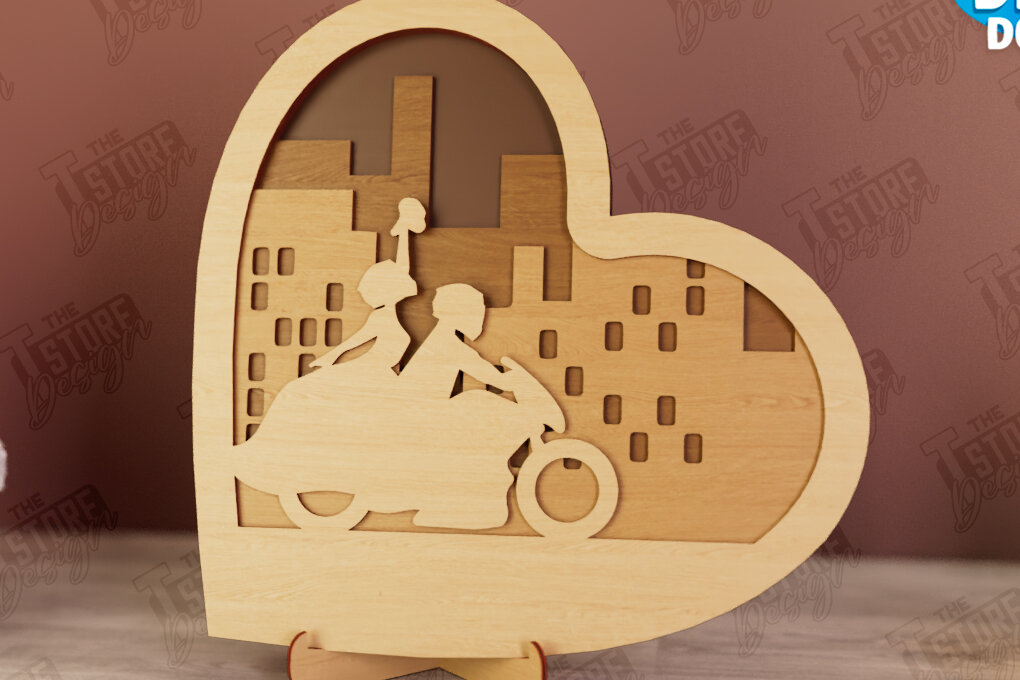 Intra απο ξύλο plywood 3mm-4mm πάχος – Personalized Lovers Heart Decor | CNC Δίασταση  20x20 cm INTRAFABR-110742677
