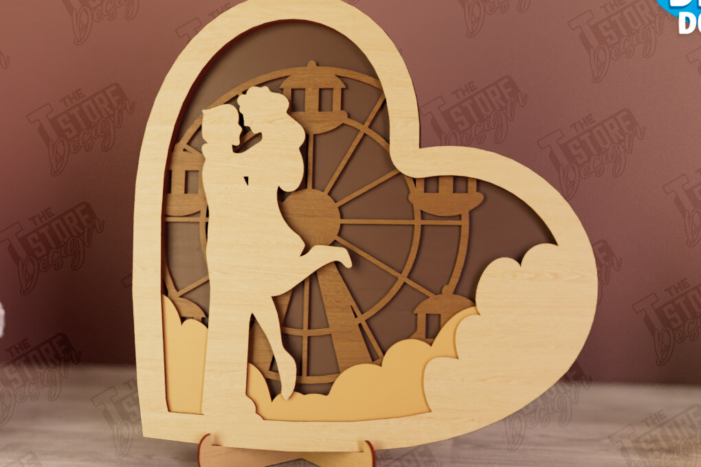 Intra απο ξύλο plywood 3mm-4mm πάχος – Personalized Lovers Heart Decor | CNC Δίασταση  20x20 cm INTRAFABR-110742682