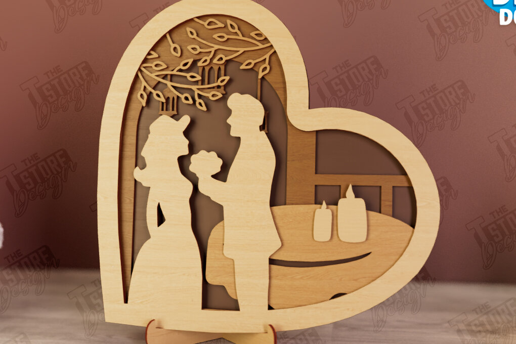 Intra απο ξύλο plywood 3mm-4mm πάχος – Personalized Lovers Heart Decor | CNC Δίασταση  20x20 cm INTRAFABR-110742690