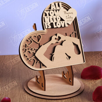 Intra απο ξύλο plywood 3mm-4mm πάχος – Personalized Lovers Heart |Ρομαντικό δώρο Δίασταση  20x20 cm INTRAFABR-110273652 - Image 1