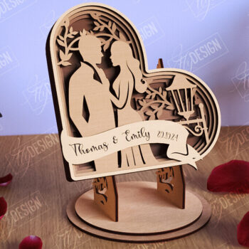 Intra απο ξύλο plywood 3mm-4mm πάχος – Personalized Lovers Heart |Ρομαντικό δώρο Δίασταση  20x20 cm INTRAFABR-110273340 - Image 1