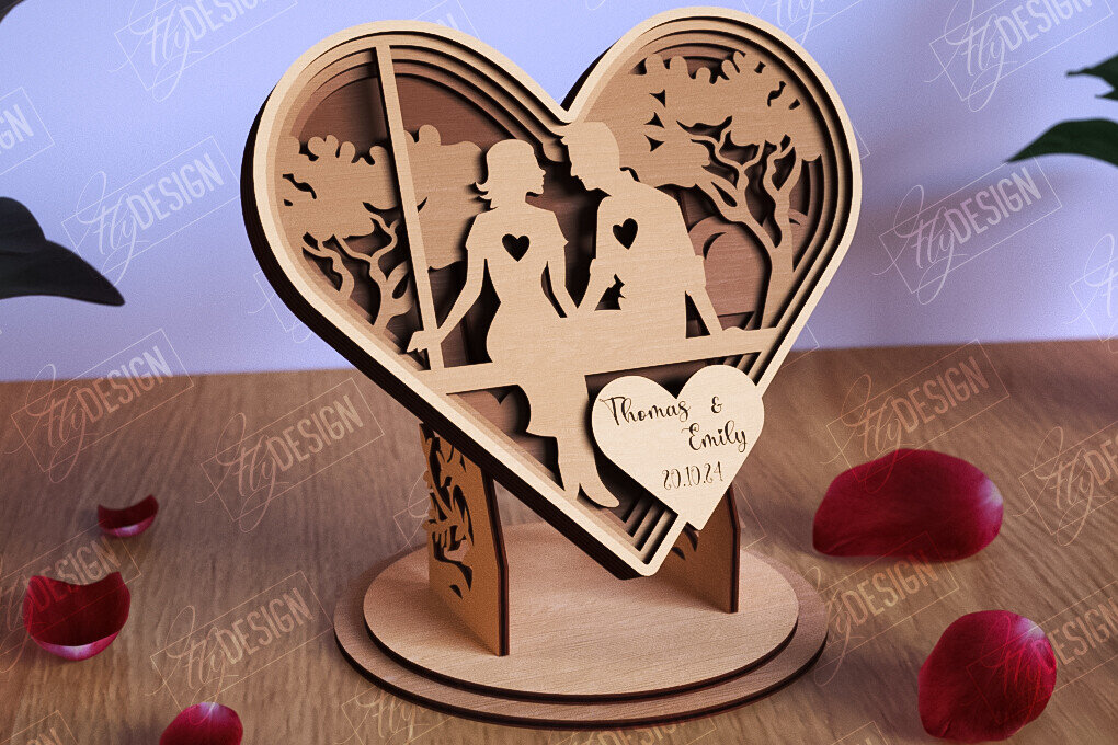 Intra απο ξύλο plywood 3mm-4mm πάχος – Personalized Lovers Heart |Ρομαντικό δώρο Δίασταση  20x20 cm INTRAFABR-110273377