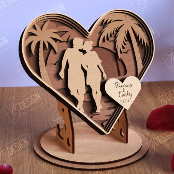 Intra απο ξύλο plywood 3mm-4mm πάχος – Personalized Lovers Heart |Ρομαντικό δώρο Δίασταση  20x20 cm INTRAFABR-110273438 - Image 1