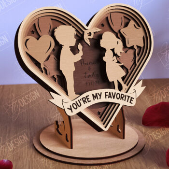 Intra απο ξύλο plywood 3mm-4mm πάχος – Personalized Lovers Heart |Ρομαντικό δώρο Δίασταση  20x20 cm INTRAFABR-110273506 - Image 1
