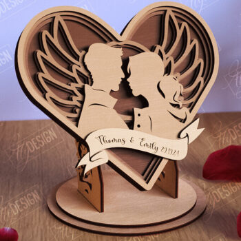 Intra απο ξύλο plywood 3mm-4mm πάχος – Personalized Lovers Heart |Ρομαντικό δώρο Δίασταση  20x20 cm INTRAFABR-110273539 - Image 1