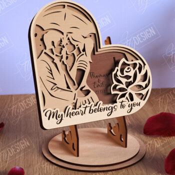 Intra απο ξύλο plywood 3mm-4mm πάχος – Personalized Lovers Heart |Ρομαντικό δώρο Δίασταση  20x20 cm INTRAFABR-110273595 - Image 1