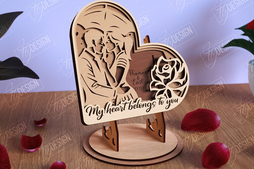 Intra απο ξύλο plywood 3mm-4mm πάχος – Personalized Lovers Heart |Ρομαντικό δώρο Δίασταση  20x20 cm INTRAFABR-110273595