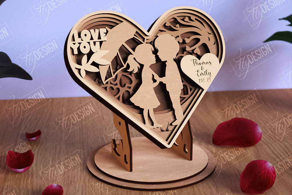 Intra απο ξύλο plywood 3mm-4mm πάχος – Personalized Lovers Heart |Ρομαντικό δώρο Δίασταση  20x20 cm INTRAFABR-110273631