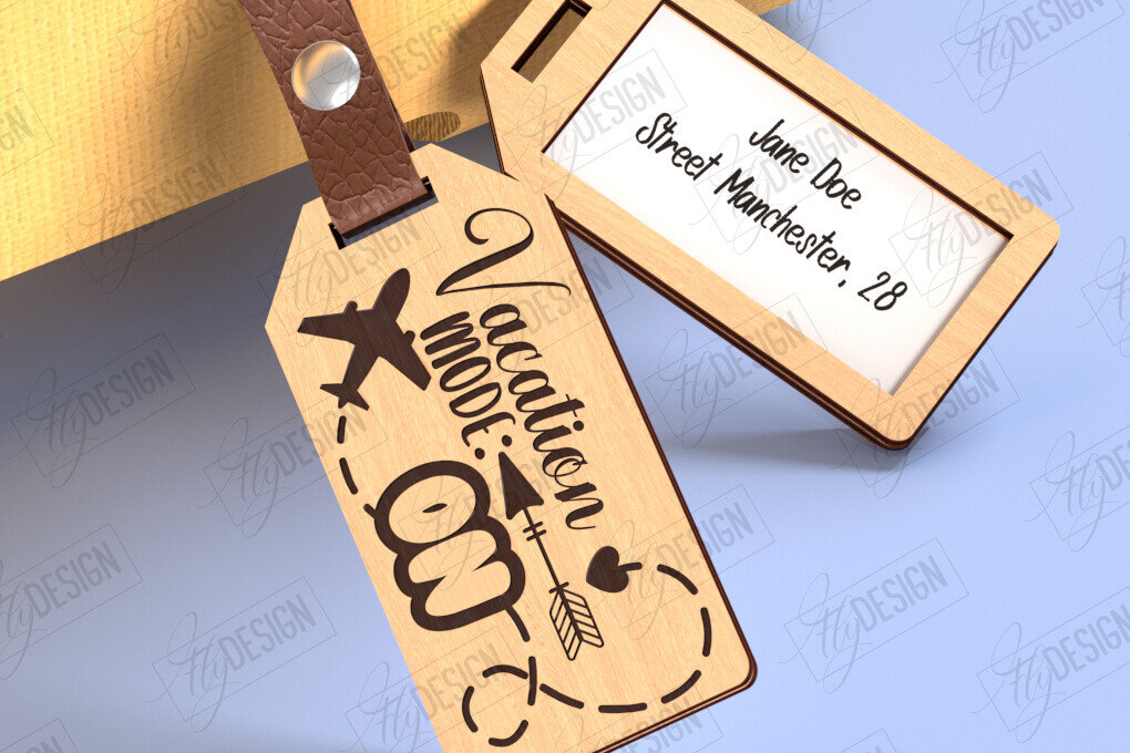 Intra απο ξύλο plywood 3mm-4mm πάχος – Εξατομικευμένη κοπή ετικέτας αποσκευών με λέιζερ | CNC Δίασταση  20x20 cm INTRAFABR-123747437