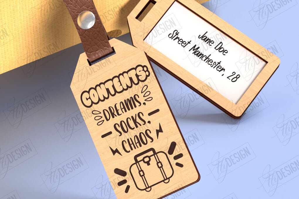 Intra απο ξύλο plywood 3mm-4mm πάχος – Εξατομικευμένη κοπή ετικέτας αποσκευών με λέιζερ | CNC Δίασταση  20x20 cm INTRAFABR-123747447